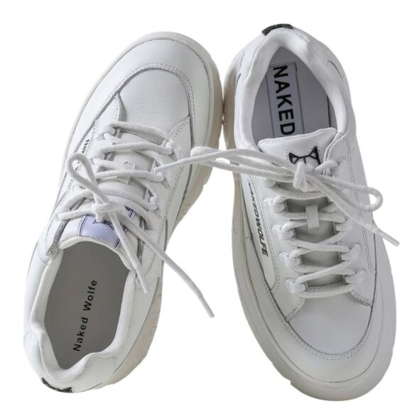 Naked Wolfe Women's Platform Sneakers Sz 9 White Leather Chunky Sole - Picture 5 of 16